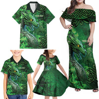 Personalized Ireland Celtic Family Matching Off Shoulder Maxi Dress and Hawaiian Shirt Irish Roots Dragon Soul - Wonder Print Shop