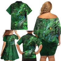 Personalized Ireland Celtic Family Matching Off Shoulder Short Dress and Hawaiian Shirt Irish Roots Dragon Soul - Wonder Print Shop