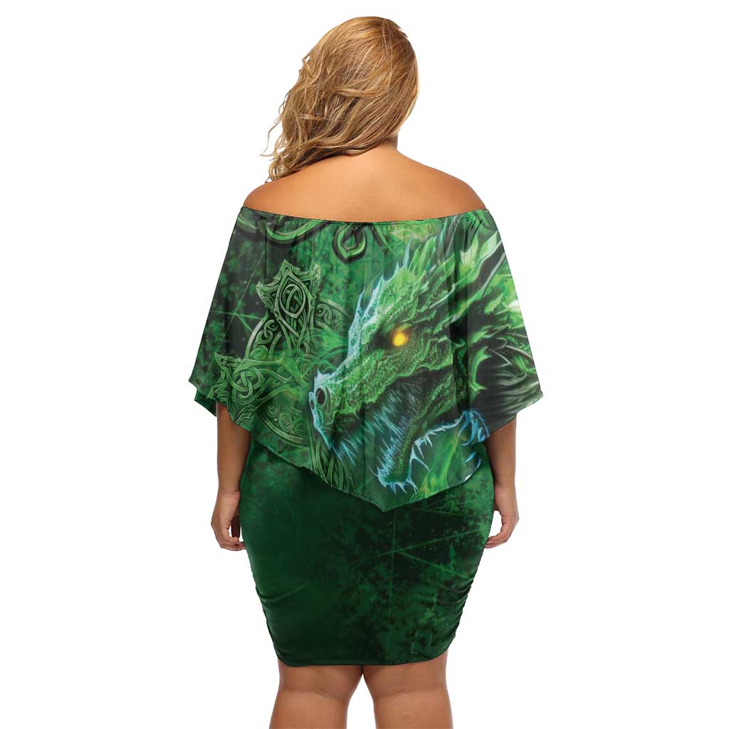 Personalized Ireland Celtic Family Matching Off Shoulder Short Dress and Hawaiian Shirt Irish Roots Dragon Soul - Wonder Print Shop