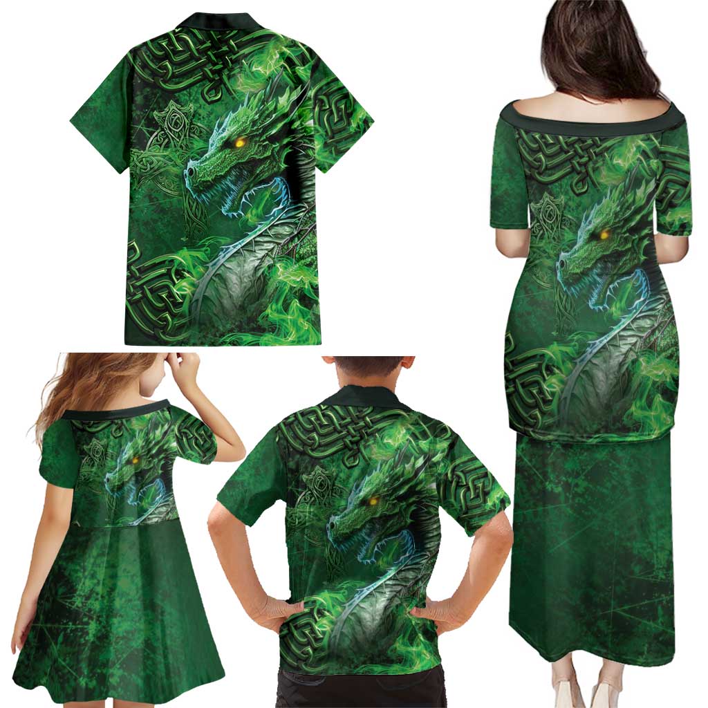 Personalized Ireland Celtic Family Matching Puletasi and Hawaiian Shirt Irish Roots Dragon Soul - Wonder Print Shop