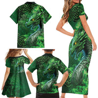 Personalized Ireland Celtic Family Matching Short Sleeve Bodycon Dress and Hawaiian Shirt Irish Roots Dragon Soul - Wonder Print Shop