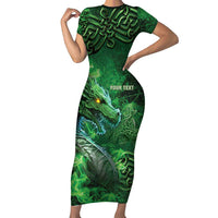 Personalized Ireland Celtic Family Matching Short Sleeve Bodycon Dress and Hawaiian Shirt Irish Roots Dragon Soul - Wonder Print Shop