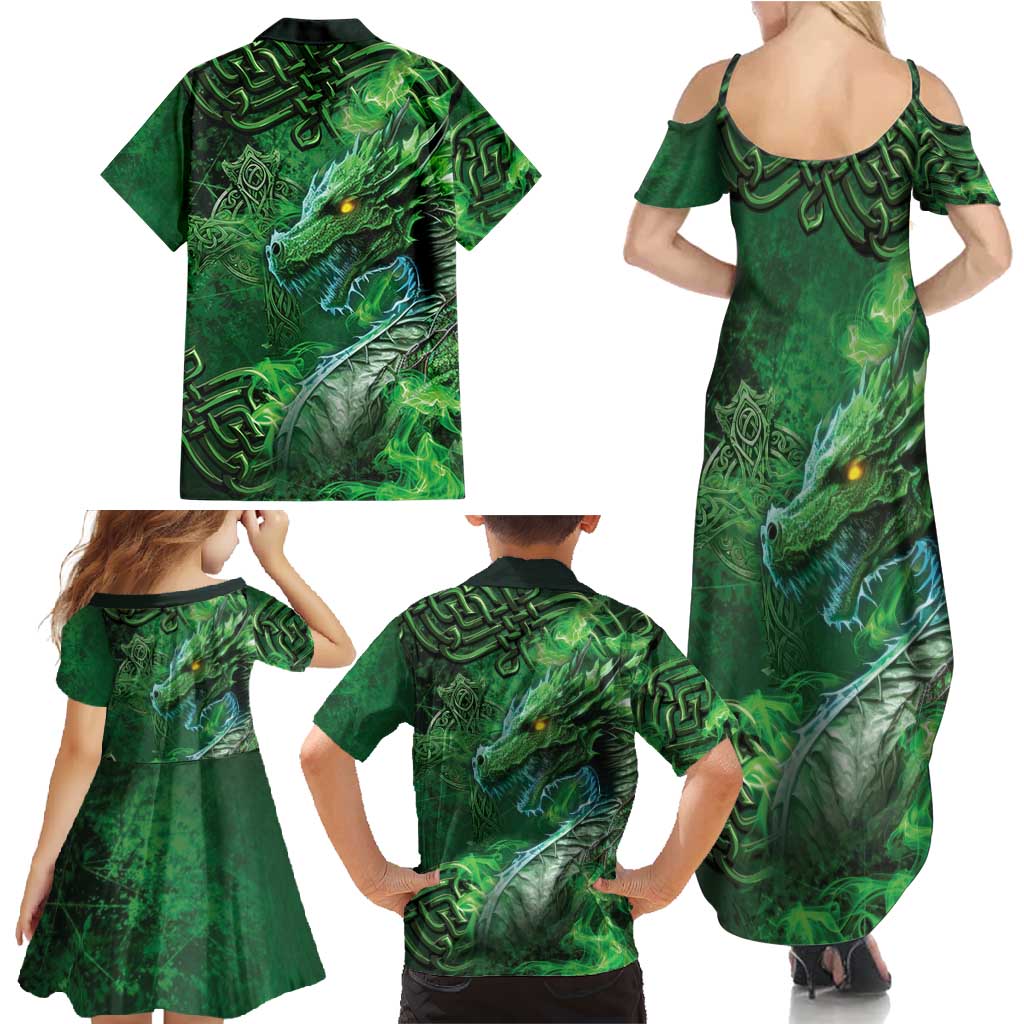 Personalized Ireland Celtic Family Matching Summer Maxi Dress and Hawaiian Shirt Irish Roots Dragon Soul - Wonder Print Shop