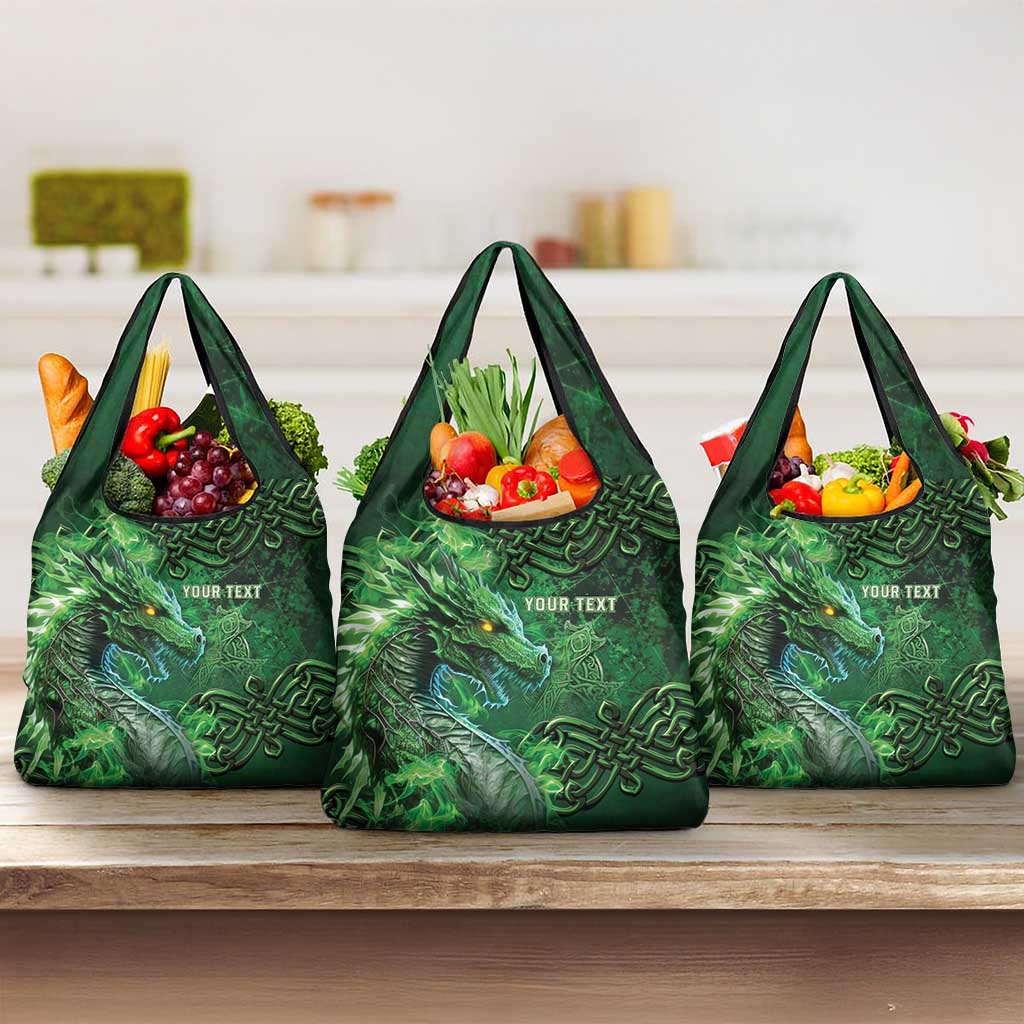 Personalized Ireland Celtic Grocery Bag Irish Roots Dragon Soul - Wonder Print Shop