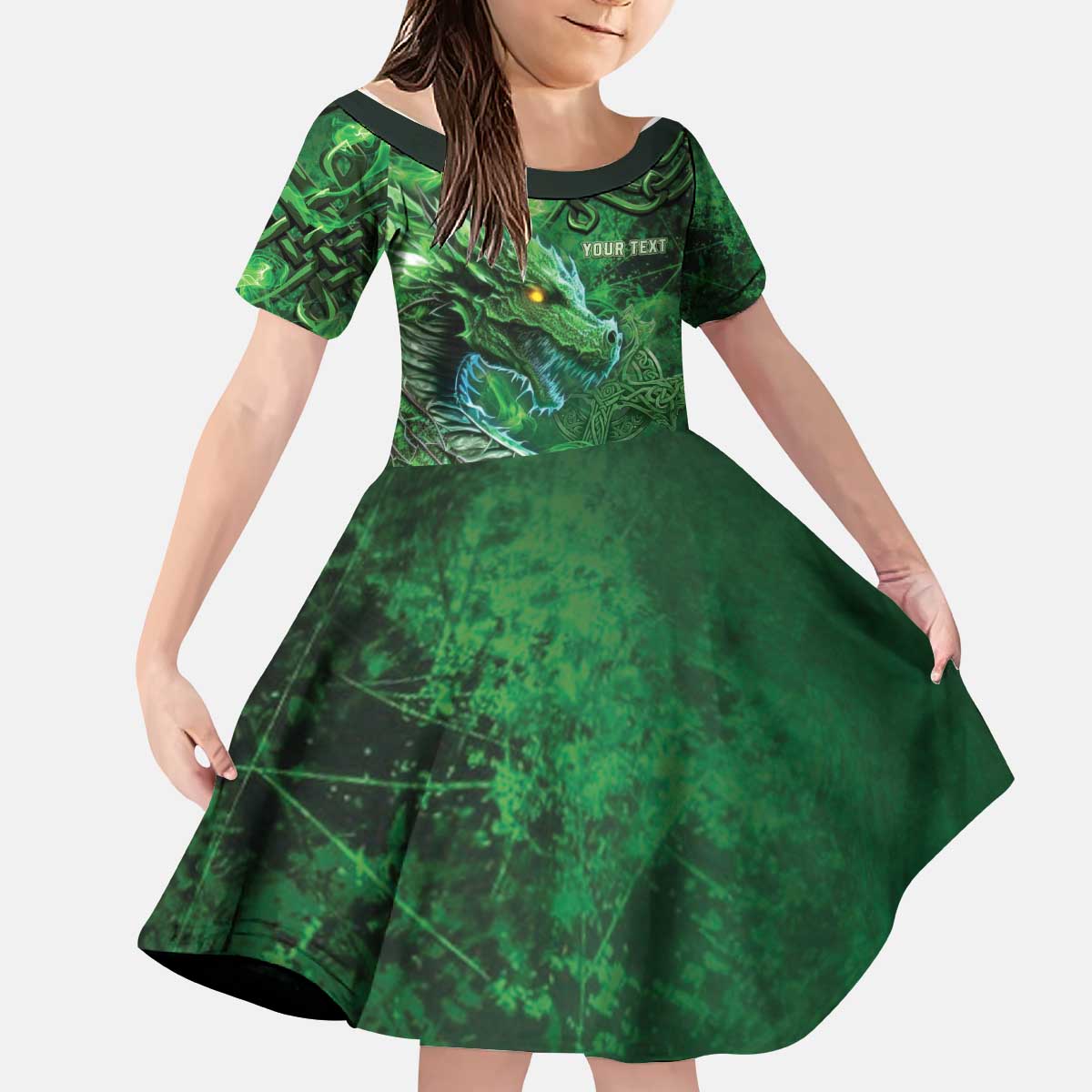 Personalized Ireland Celtic Kid Short Sleeve Dress Irish Roots Dragon Soul - Wonder Print Shop