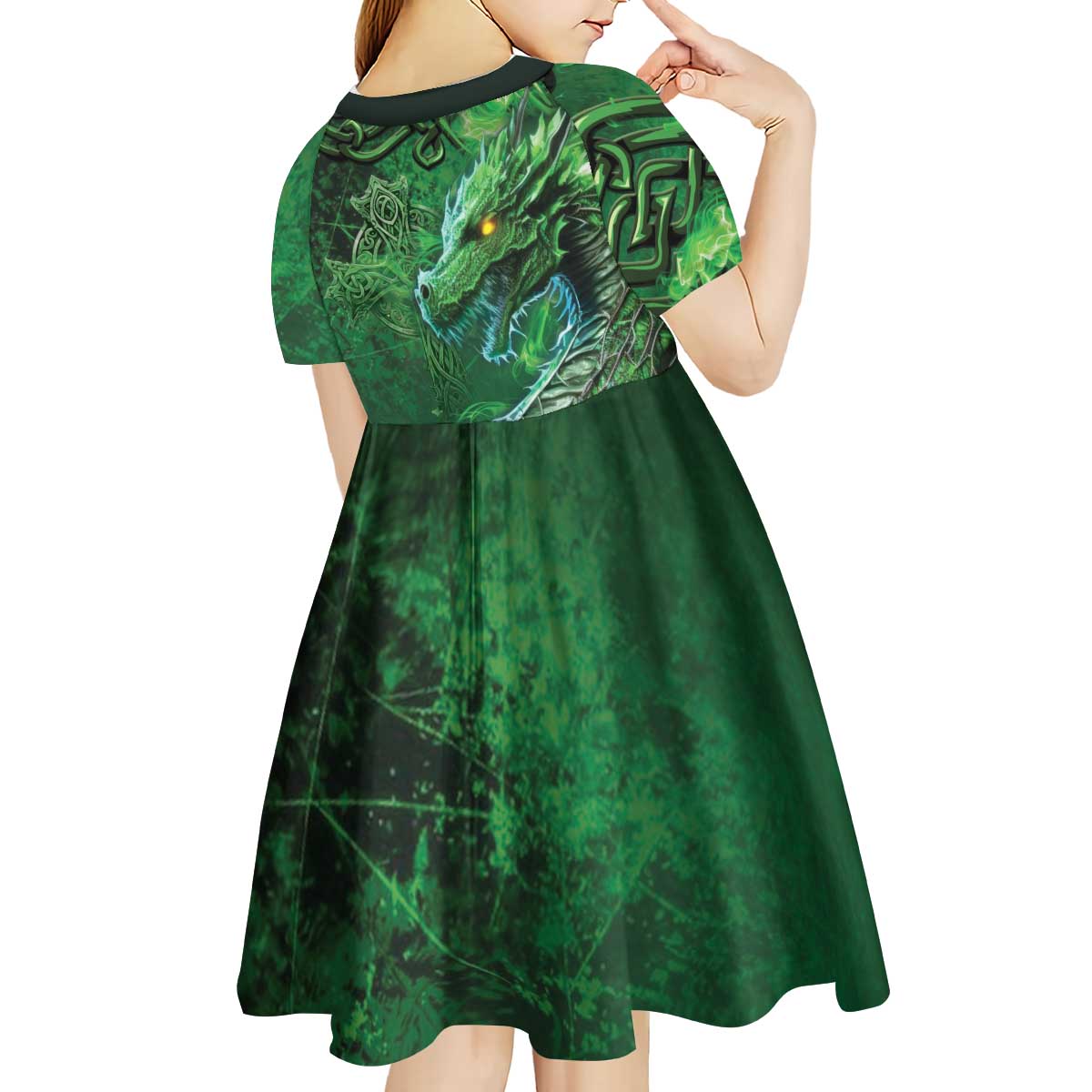 Personalized Ireland Celtic Kid Short Sleeve Dress Irish Roots Dragon Soul - Wonder Print Shop