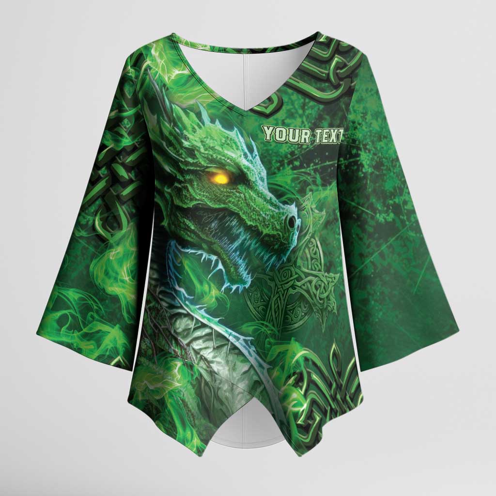 Personalized Ireland Celtic Kimono Sleeve Blouse Irish Roots Dragon Soul - Wonder Print Shop