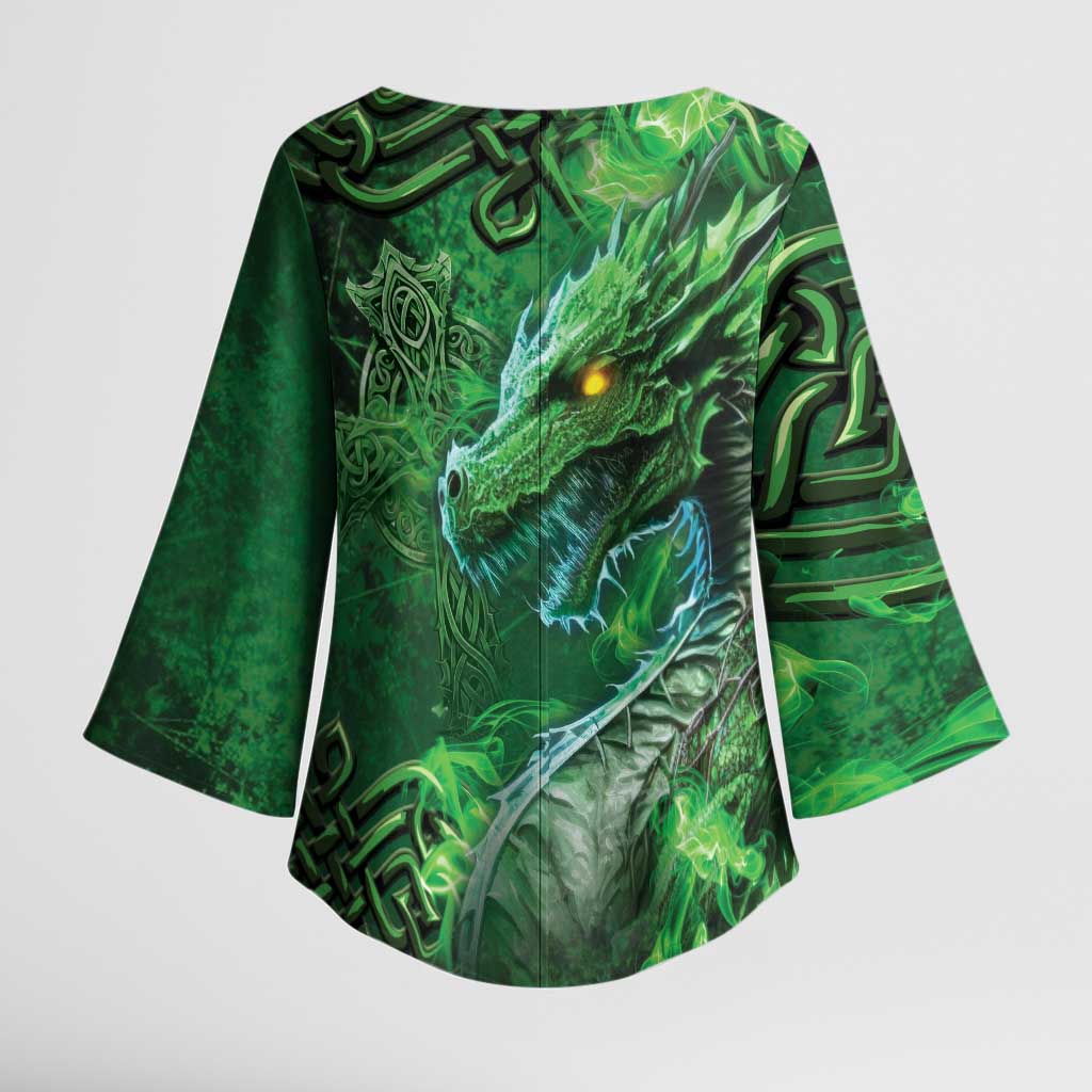 Personalized Ireland Celtic Kimono Sleeve Blouse Irish Roots Dragon Soul - Wonder Print Shop