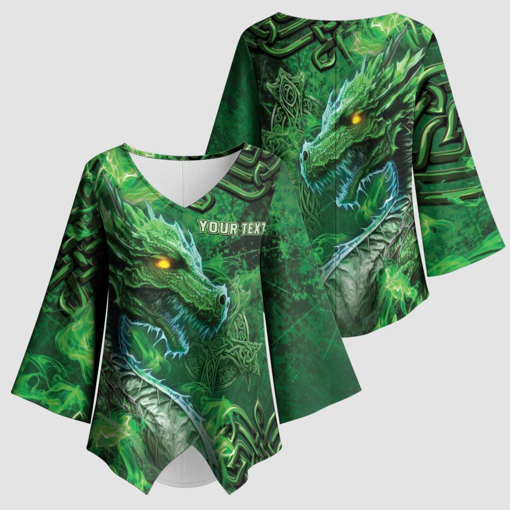 Personalized Ireland Celtic Kimono Sleeve Blouse Irish Roots Dragon Soul - Wonder Print Shop