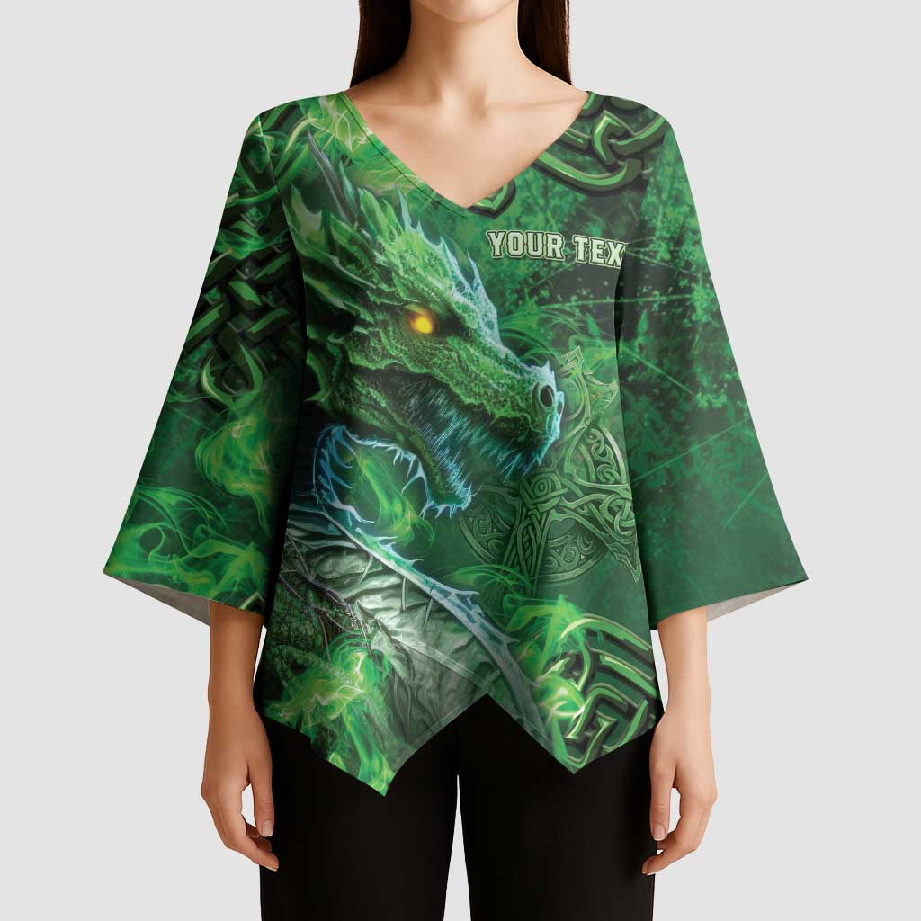 Personalized Ireland Celtic Kimono Sleeve Blouse Irish Roots Dragon Soul - Wonder Print Shop