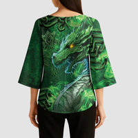 Personalized Ireland Celtic Kimono Sleeve Blouse Irish Roots Dragon Soul - Wonder Print Shop