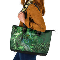 Personalized Ireland Celtic Leather Tote Bag Irish Roots Dragon Soul - Wonder Print Shop