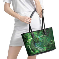 Personalized Ireland Celtic Leather Tote Bag Irish Roots Dragon Soul - Wonder Print Shop