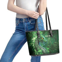 Personalized Ireland Celtic Leather Tote Bag Irish Roots Dragon Soul - Wonder Print Shop