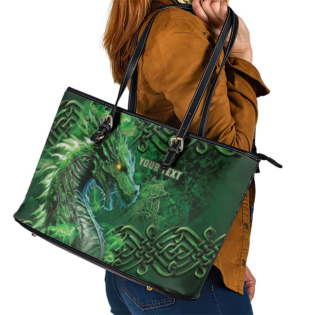 Personalized Ireland Celtic Leather Tote Bag Irish Roots Dragon Soul - Wonder Print Shop