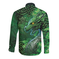 Personalized Ireland Celtic Long Sleeve Button Shirt Irish Roots Dragon Soul - Wonder Print Shop