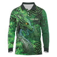 Personalized Ireland Celtic Long Sleeve Polo Shirt Irish Roots Dragon Soul - Wonder Print Shop