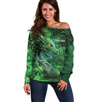 Personalized Ireland Celtic Off Shoulder Sweater Irish Roots Dragon Soul - Wonder Print Shop