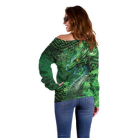 Personalized Ireland Celtic Off Shoulder Sweater Irish Roots Dragon Soul - Wonder Print Shop