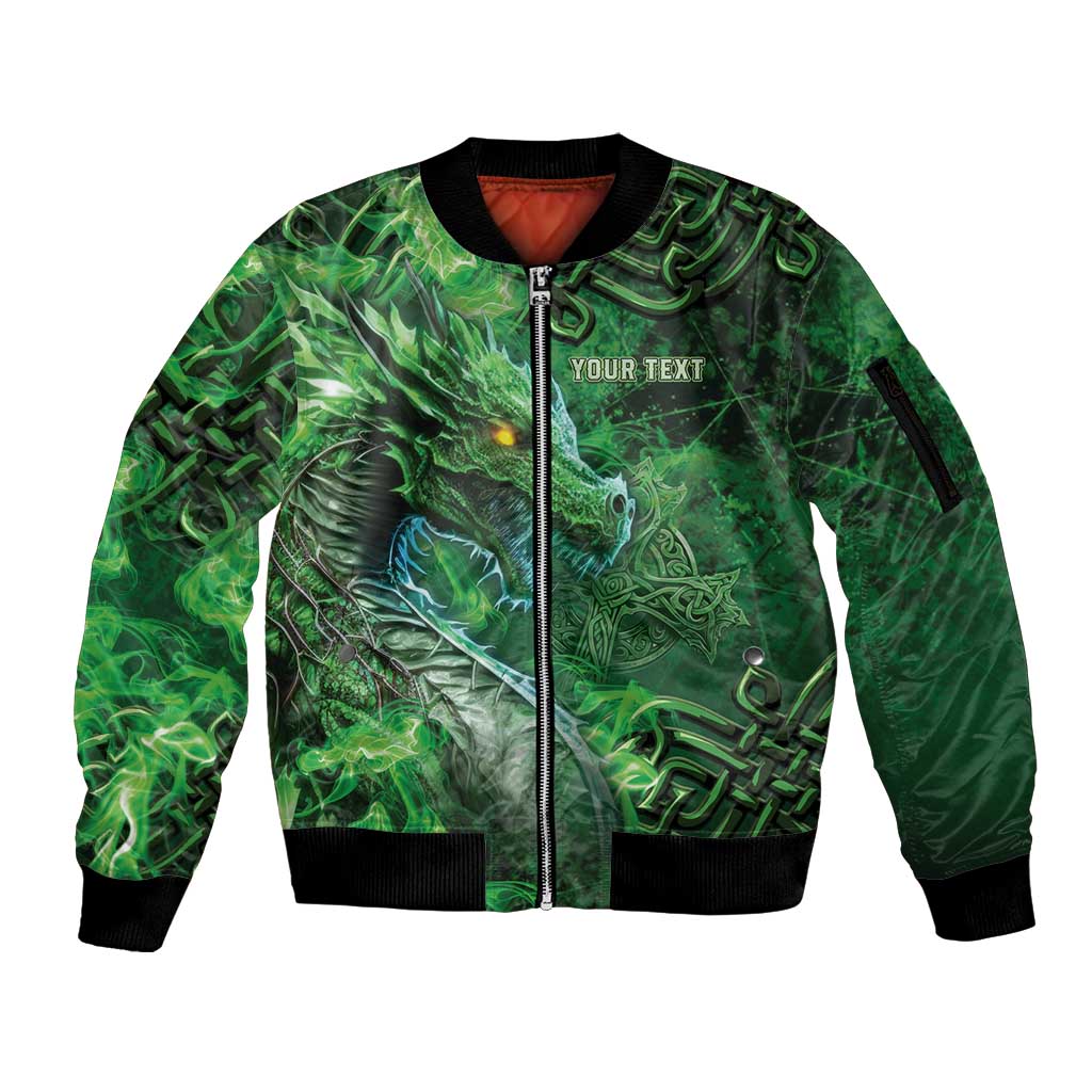 Personalized Ireland Celtic Sleeve Zip Bomber Jacket Irish Roots Dragon Soul - Wonder Print Shop