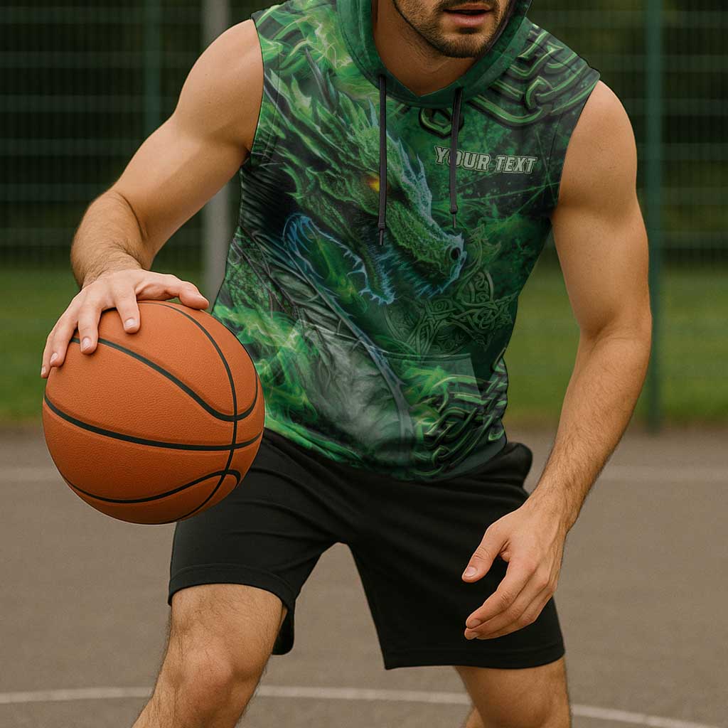 Personalized Ireland Celtic Sleeveless Hoodie Irish Roots Dragon Soul - Wonder Print Shop