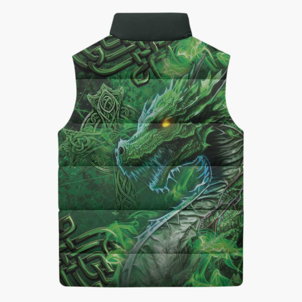 Personalized Ireland Celtic Sleeveless Puffer Jacket Irish Roots Dragon Soul - Wonder Print Shop