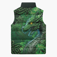 Personalized Ireland Celtic Sleeveless Puffer Jacket Irish Roots Dragon Soul - Wonder Print Shop