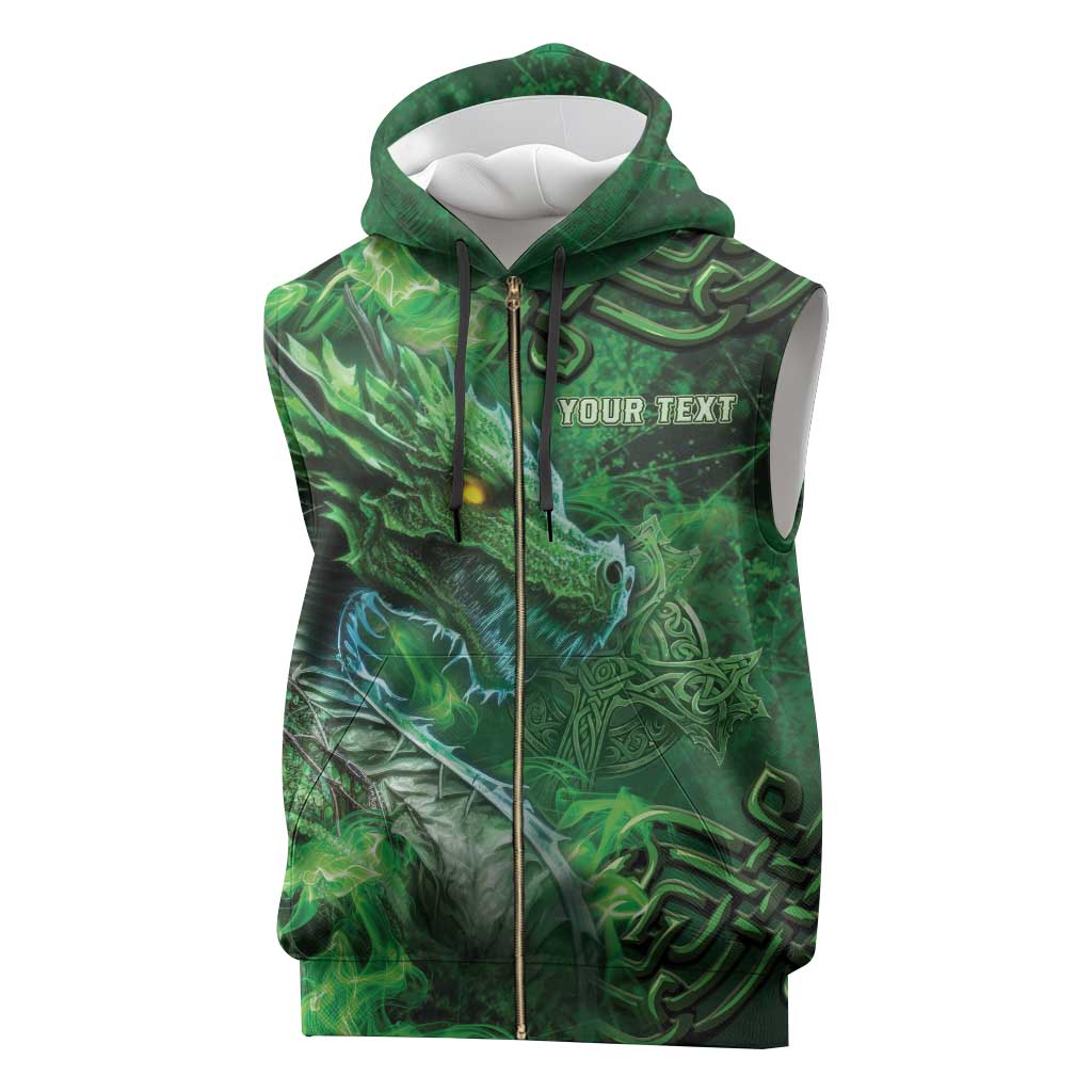 Personalized Ireland Celtic Sleeveless Zip Hoodie Irish Roots Dragon Soul - Wonder Print Shop