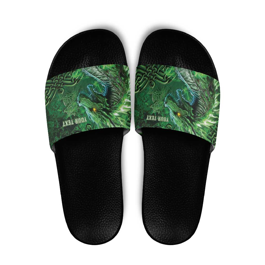 Personalized Ireland Celtic Slide Sandals Irish Roots Dragon Soul - Wonder Print Shop