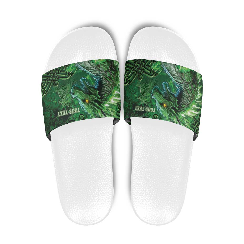 Personalized Ireland Celtic Slide Sandals Irish Roots Dragon Soul - Wonder Print Shop