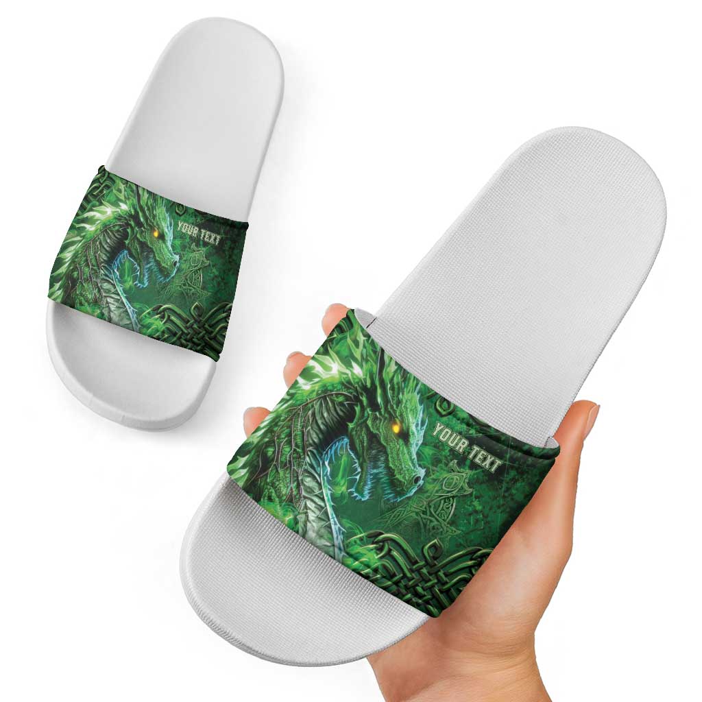 Personalized Ireland Celtic Slide Sandals Irish Roots Dragon Soul - Wonder Print Shop