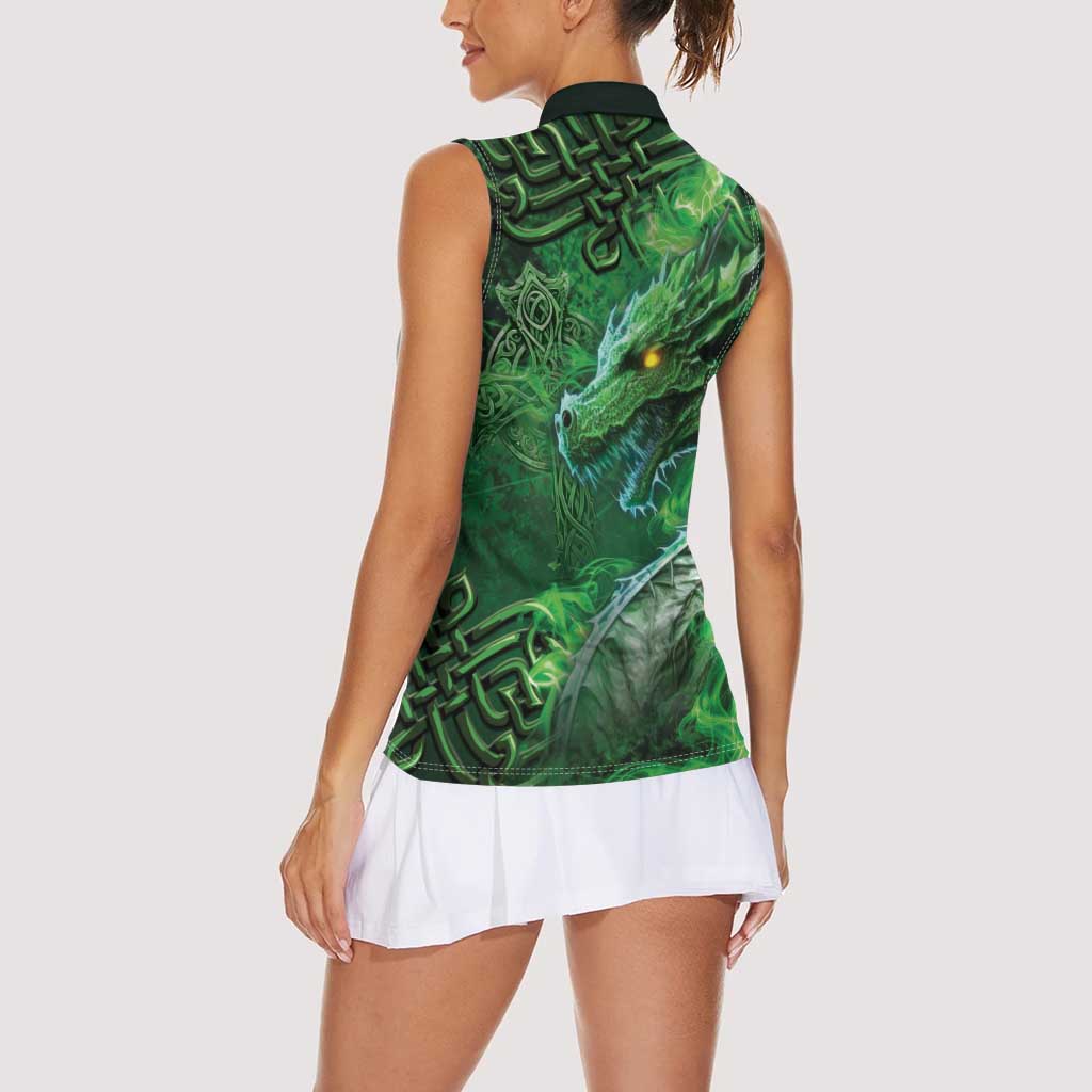 Personalized Ireland Celtic Women Sleeveless Polo Shirt Irish Roots Dragon Soul - Wonder Print Shop