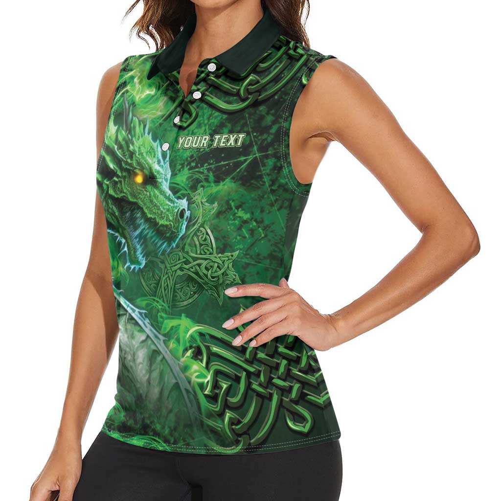Personalized Ireland Celtic Women Sleeveless Polo Shirt Irish Roots Dragon Soul - Wonder Print Shop