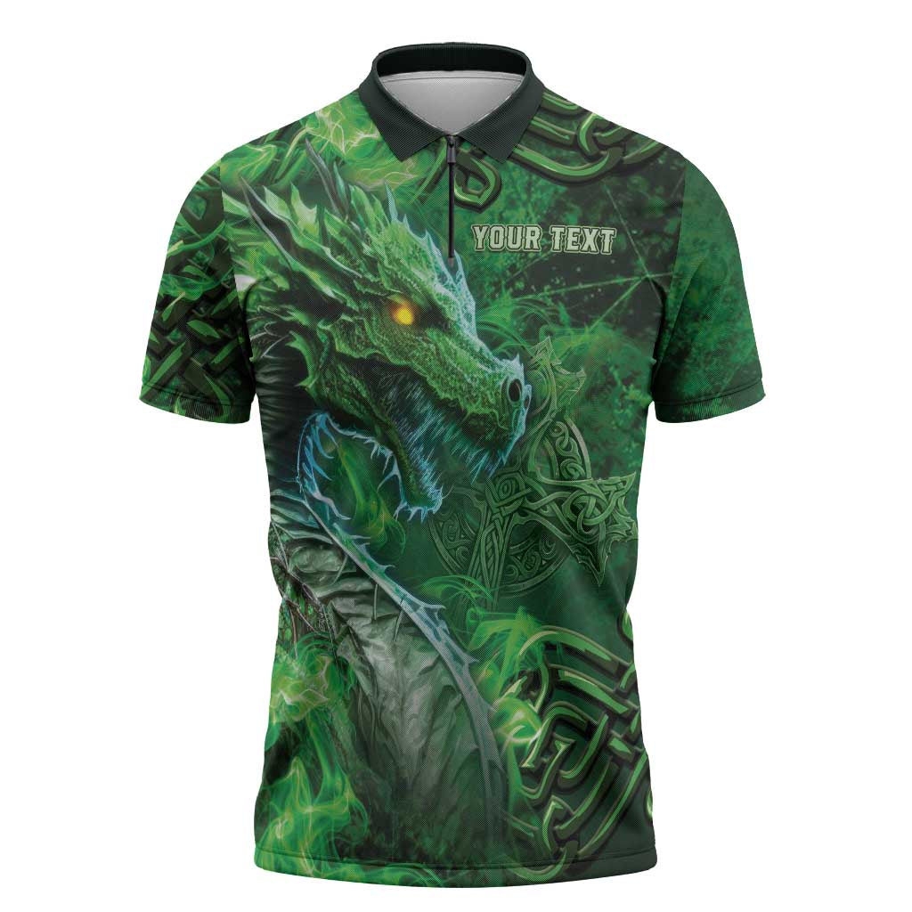 Personalized Ireland Celtic Zipper Polo Shirt Irish Roots Dragon Soul - Wonder Print Shop