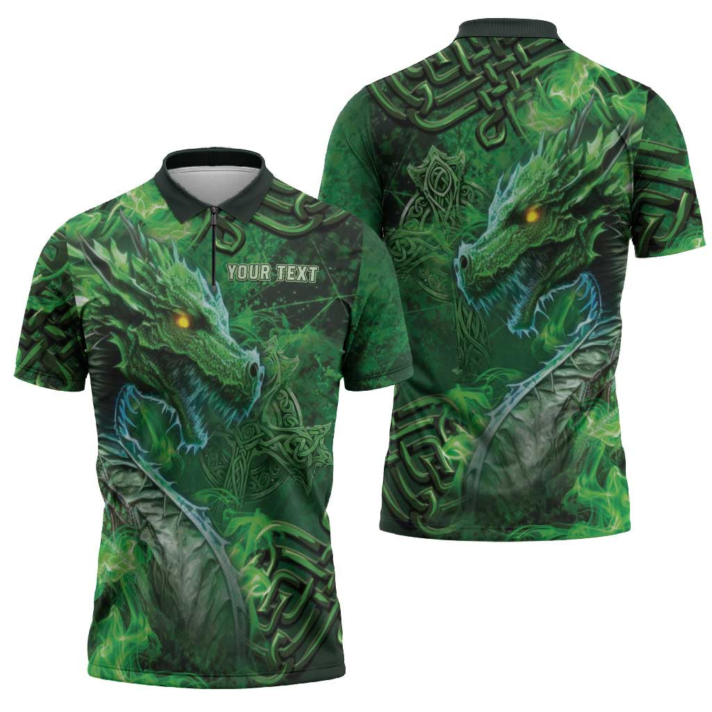 Personalized Ireland Celtic Zipper Polo Shirt Irish Roots Dragon Soul - Wonder Print Shop