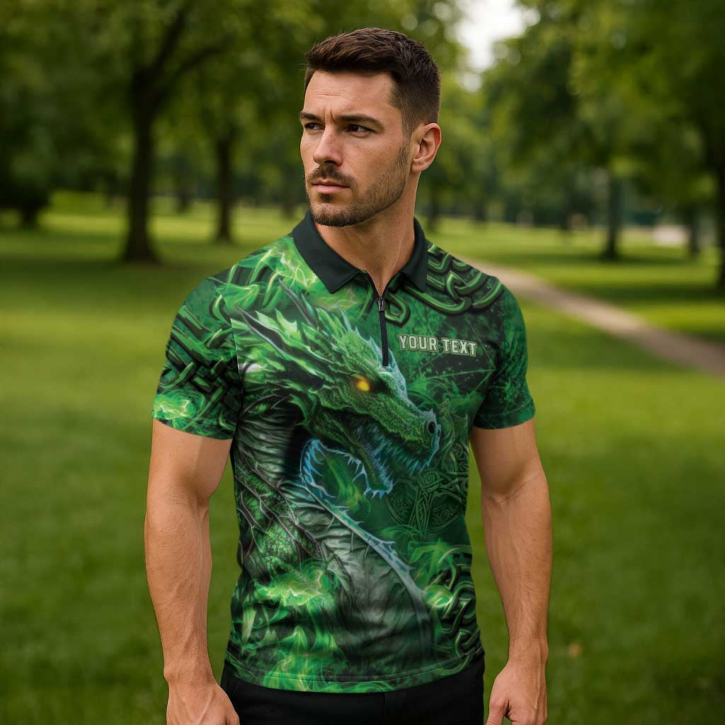Personalized Ireland Celtic Zipper Polo Shirt Irish Roots Dragon Soul - Wonder Print Shop