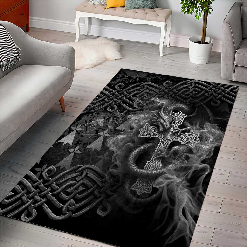 Brittany Celtic Cross Area Rug Fantasy Celtic Dragon - Wonder Print Shop