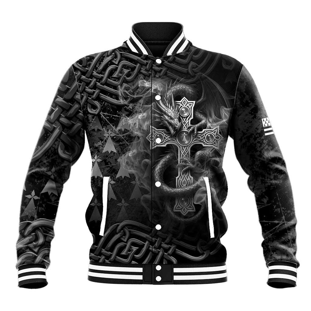Brittany Celtic Cross Baseball Jacket Fantasy Celtic Dragon - Wonder Print Shop