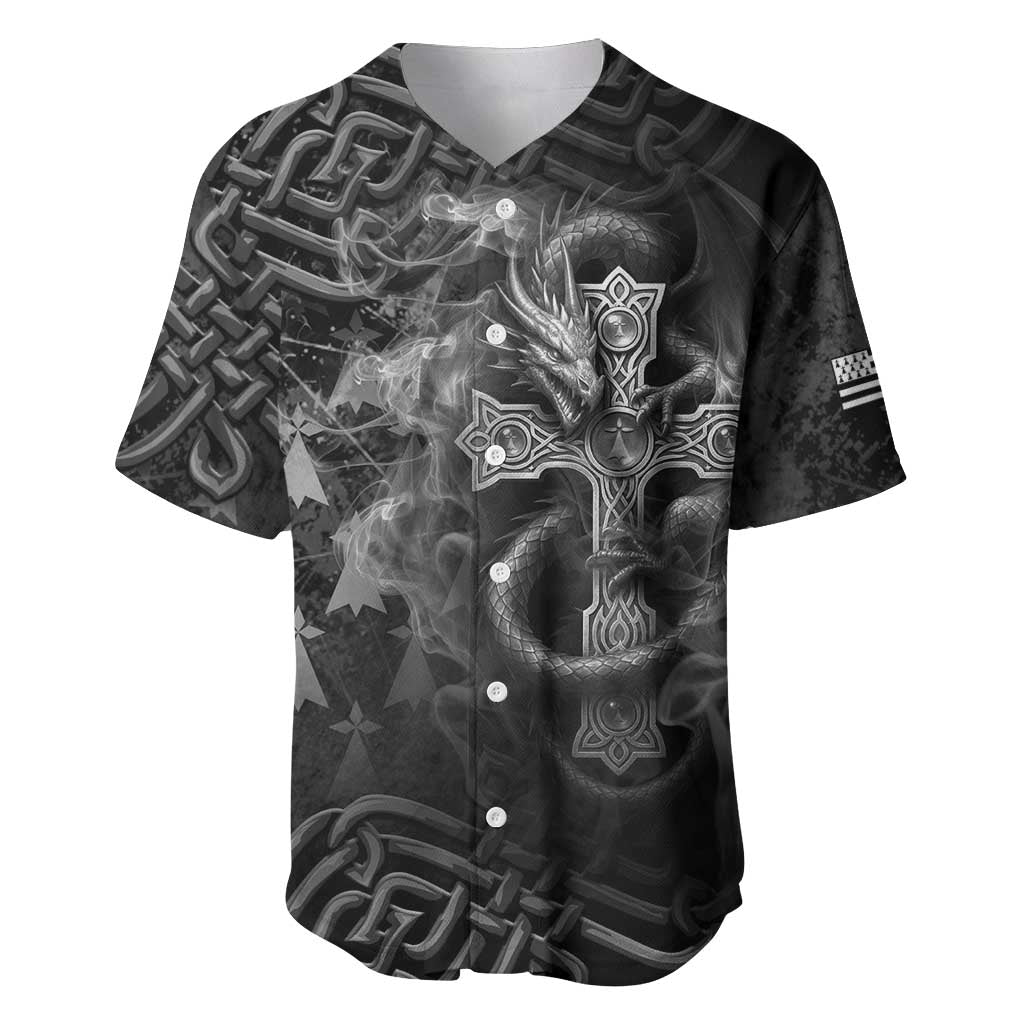 Brittany Celtic Cross Baseball Jersey Fantasy Celtic Dragon - Wonder Print Shop