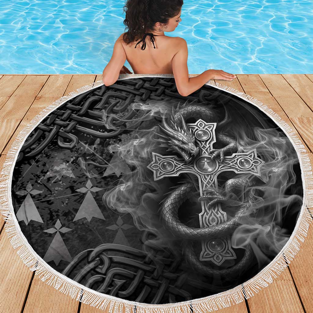 Brittany Celtic Cross Beach Blanket Fantasy Celtic Dragon - Wonder Print Shop