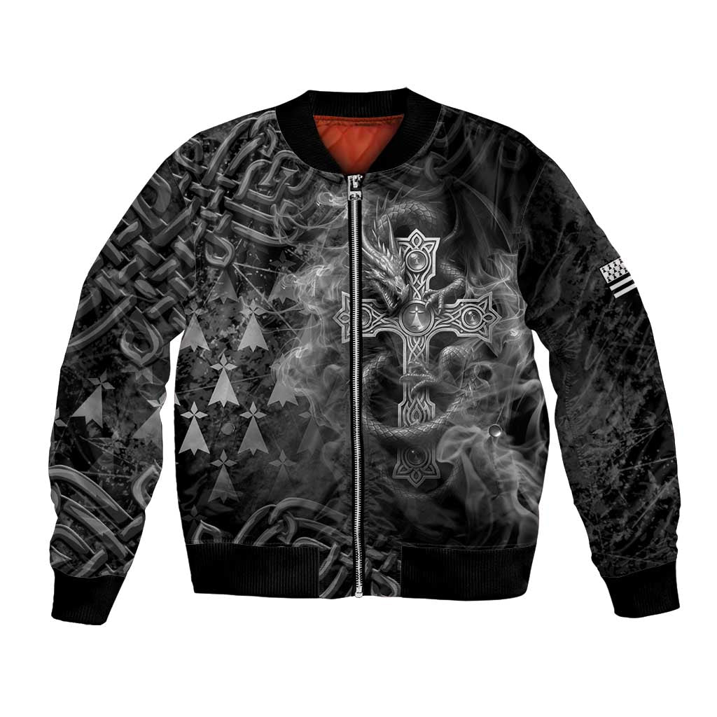 Brittany Celtic Cross Bomber Jacket Fantasy Celtic Dragon - Wonder Print Shop