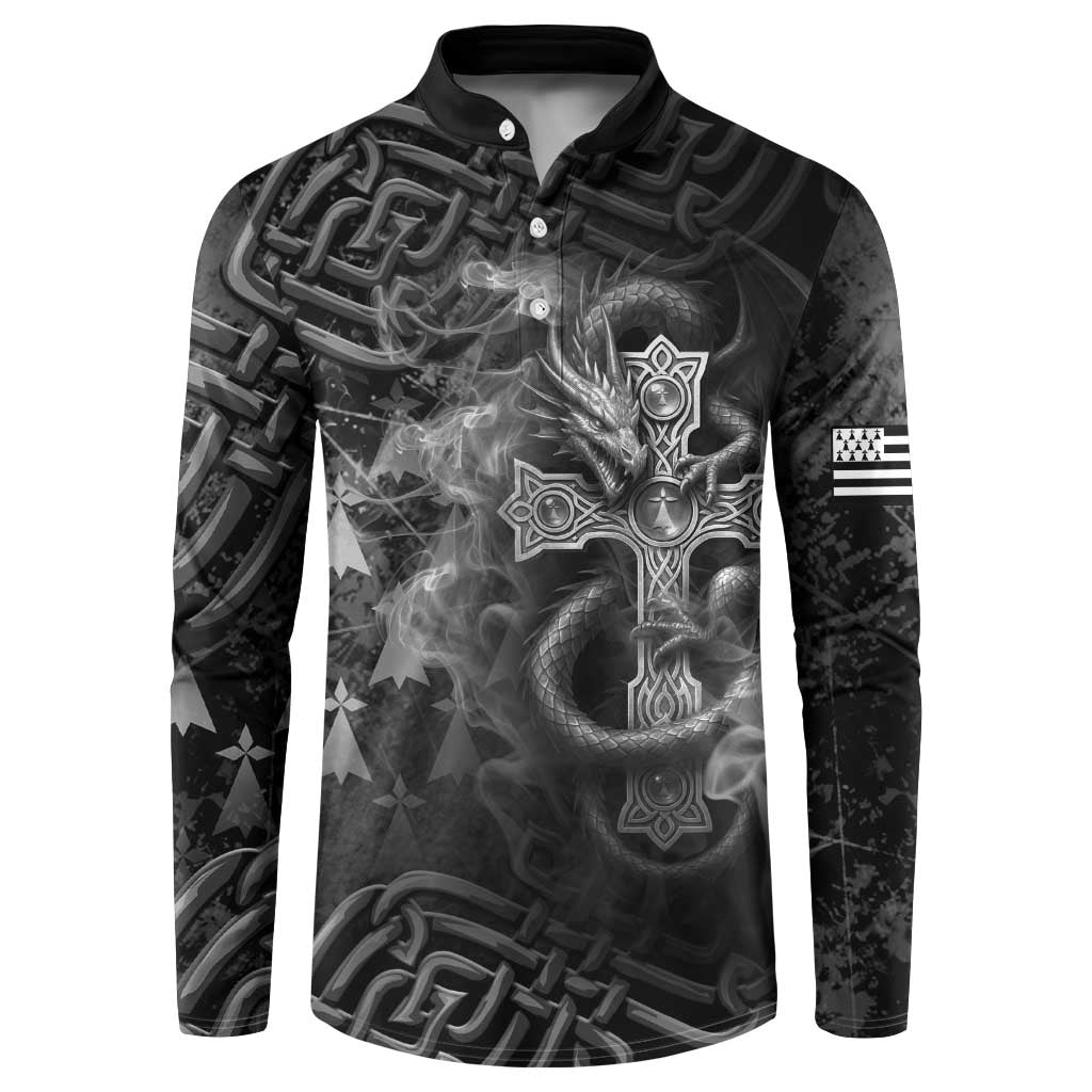 Brittany Celtic Cross Button Sweatshirt Fantasy Celtic Dragon - Wonder Print Shop