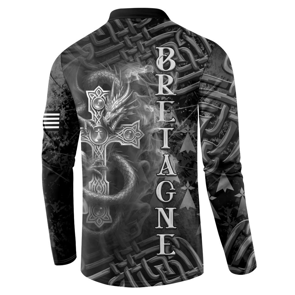 Brittany Celtic Cross Button Sweatshirt Fantasy Celtic Dragon - Wonder Print Shop