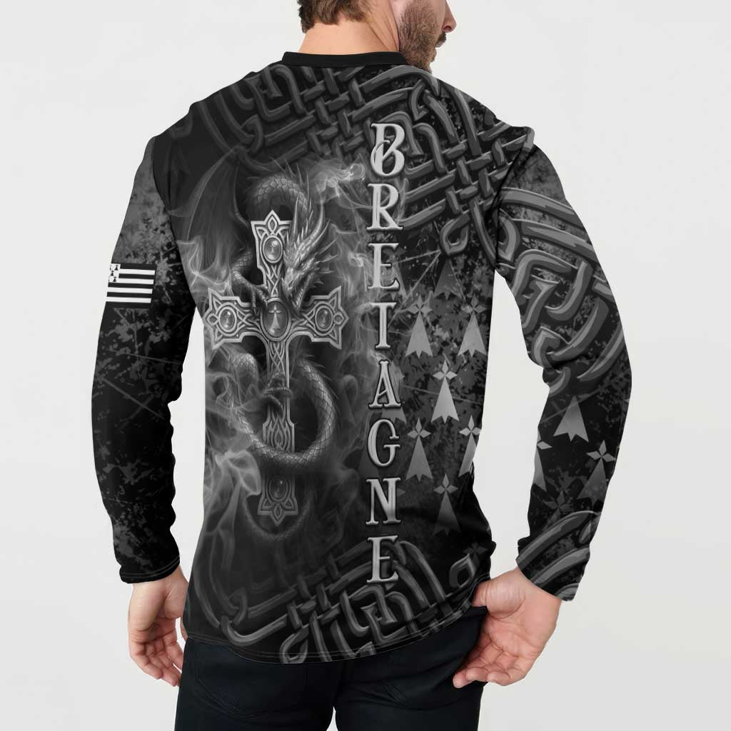 Brittany Celtic Cross Button Sweatshirt Fantasy Celtic Dragon - Wonder Print Shop