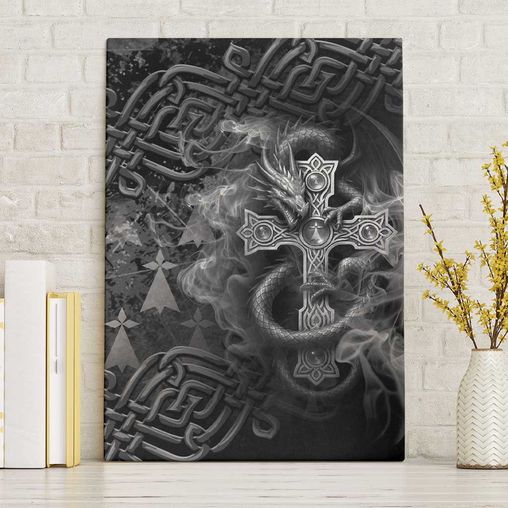 Brittany Celtic Cross Canvas Wall Art Fantasy Celtic Dragon - Wonder Print Shop