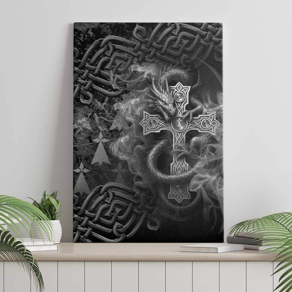 Brittany Celtic Cross Canvas Wall Art Fantasy Celtic Dragon - Wonder Print Shop