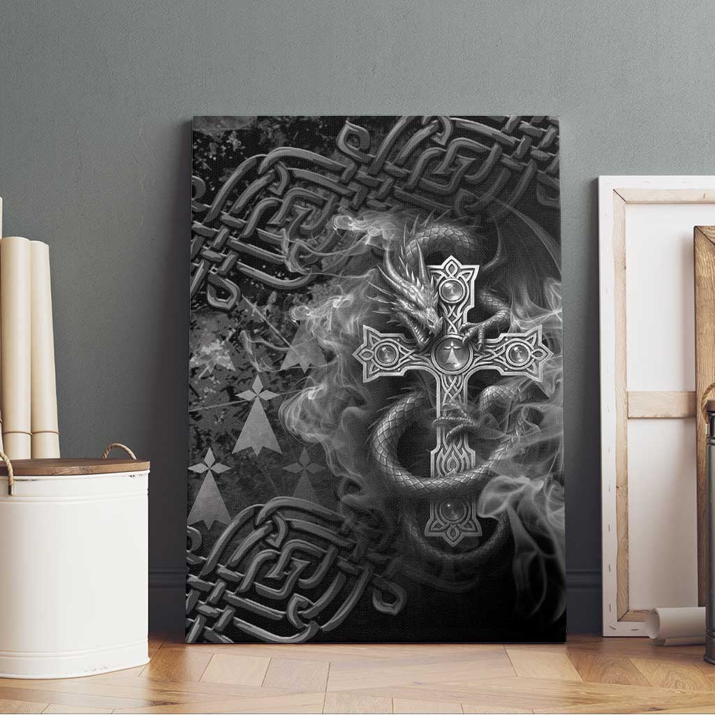 Brittany Celtic Cross Canvas Wall Art Fantasy Celtic Dragon - Wonder Print Shop