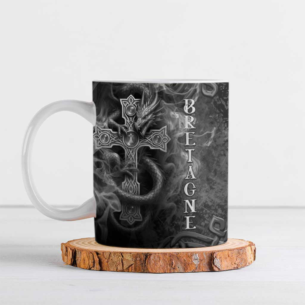 Brittany Celtic Cross Ceramic Mug Fantasy Celtic Dragon - Wonder Print Shop