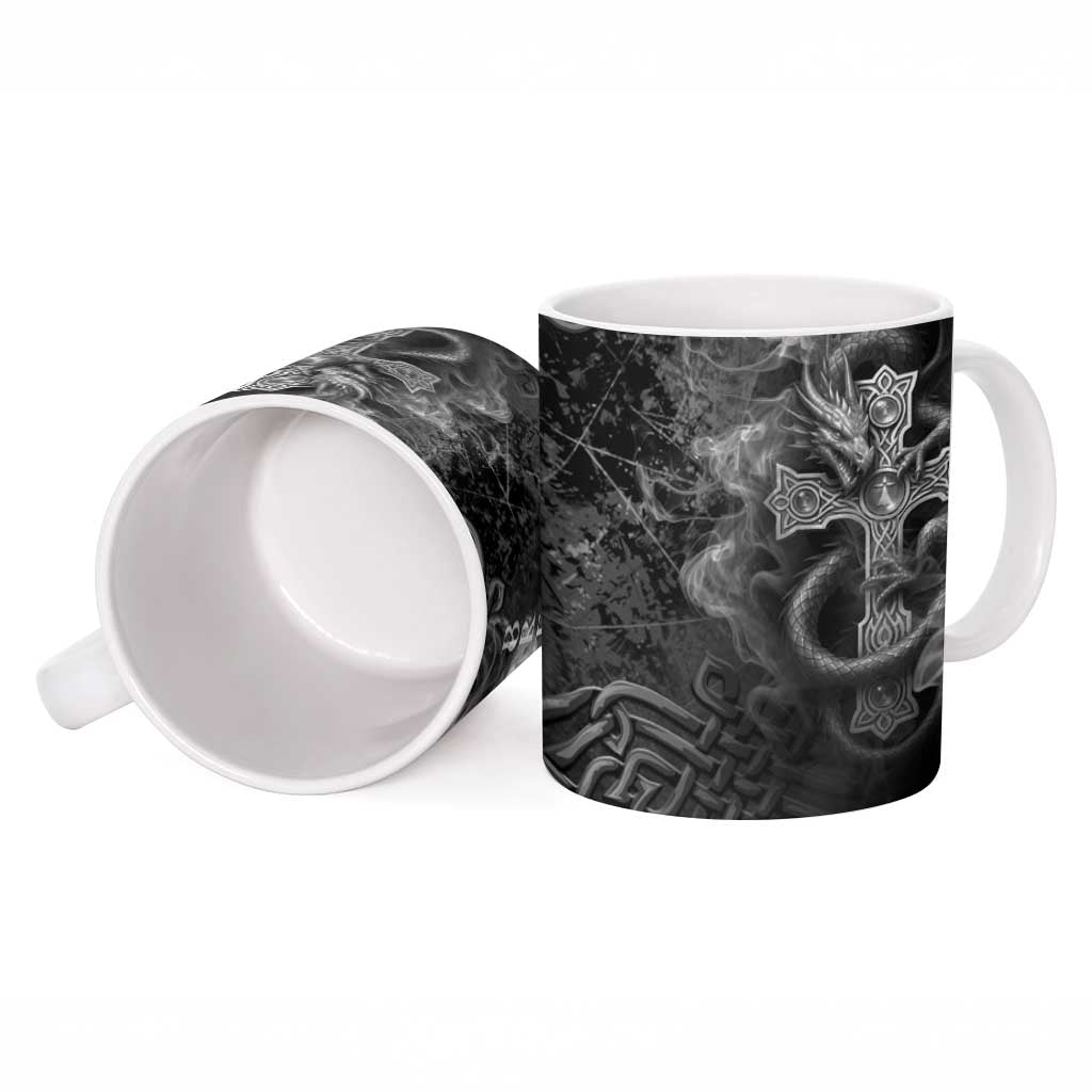 Brittany Celtic Cross Ceramic Mug Fantasy Celtic Dragon - Wonder Print Shop