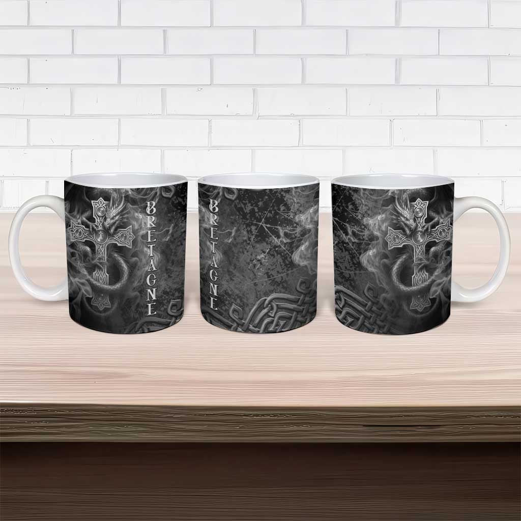 Brittany Celtic Cross Ceramic Mug Fantasy Celtic Dragon - Wonder Print Shop